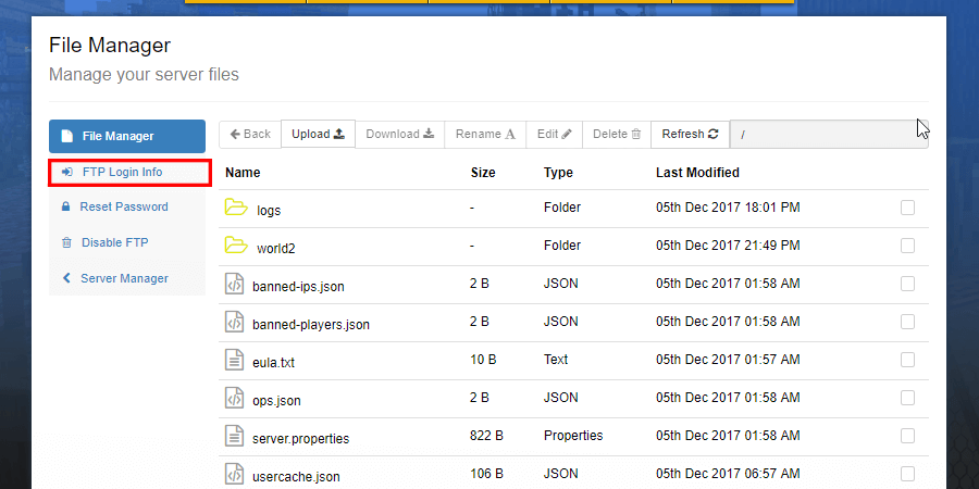 filezilla login example