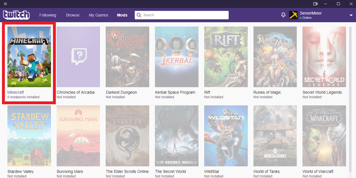 disable specific minecraft mods in twitch launcher
