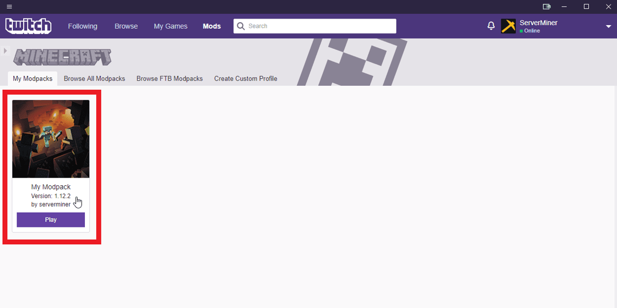 twitch launcher share minecraft modpack