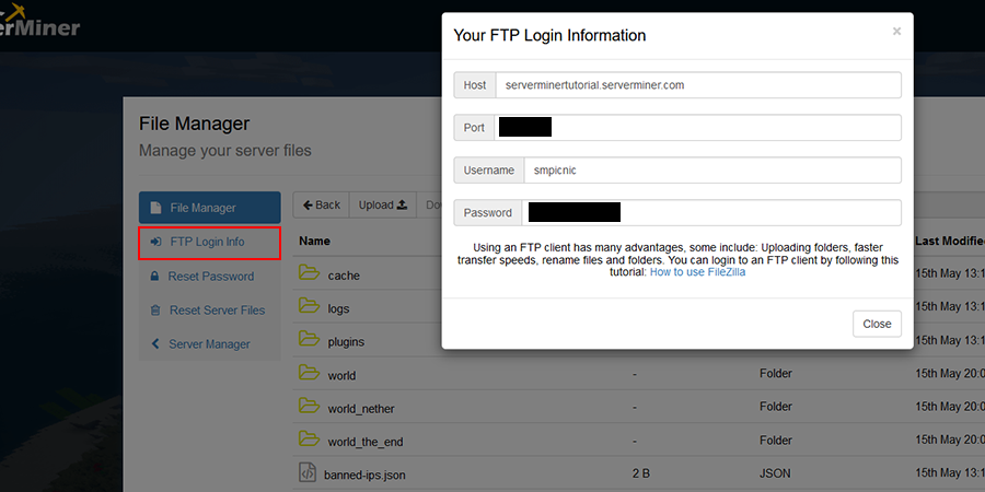 FTP login Info