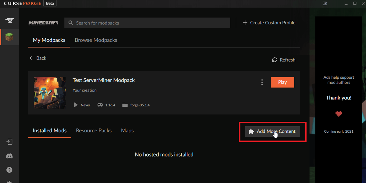 How to create a Custom Modpack Server using CurseForge