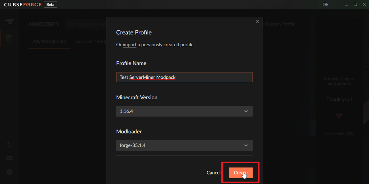 How to create a Custom Modpack Server using CurseForge