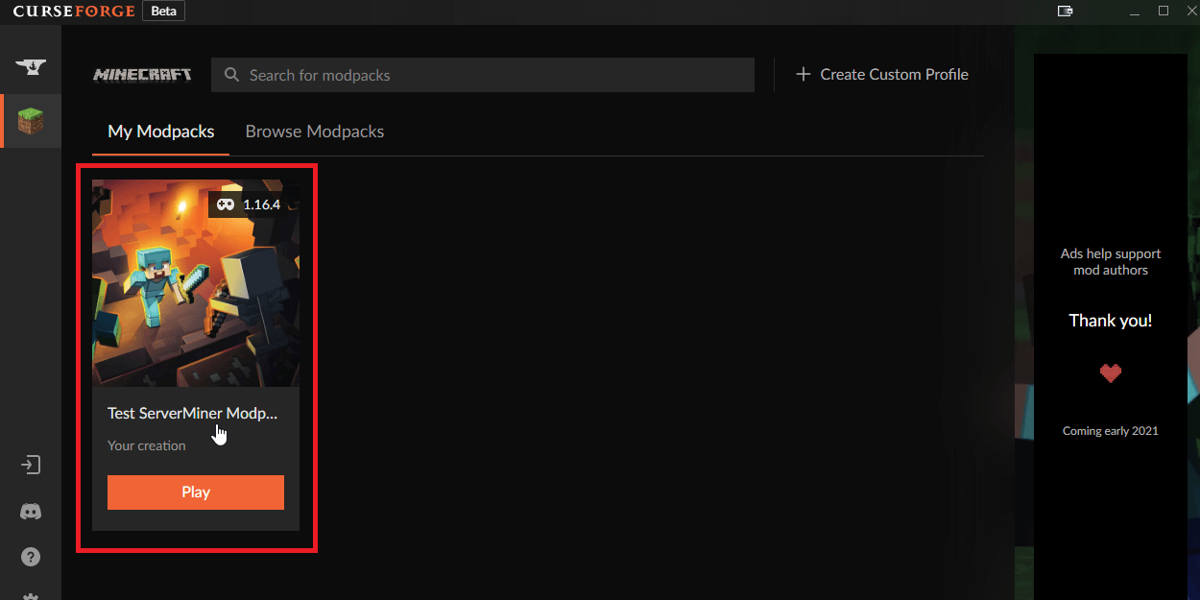 how to make a curse mod pack server