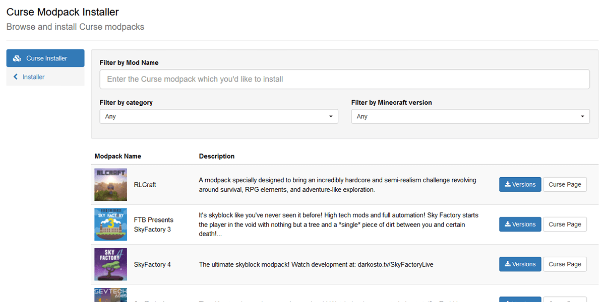 Curseforge installation