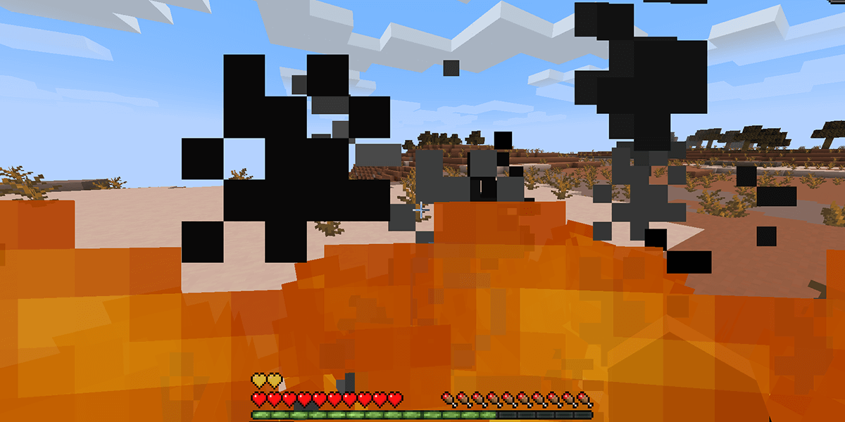 Screenshot of a player not taking fire damage on a Minecraft Server