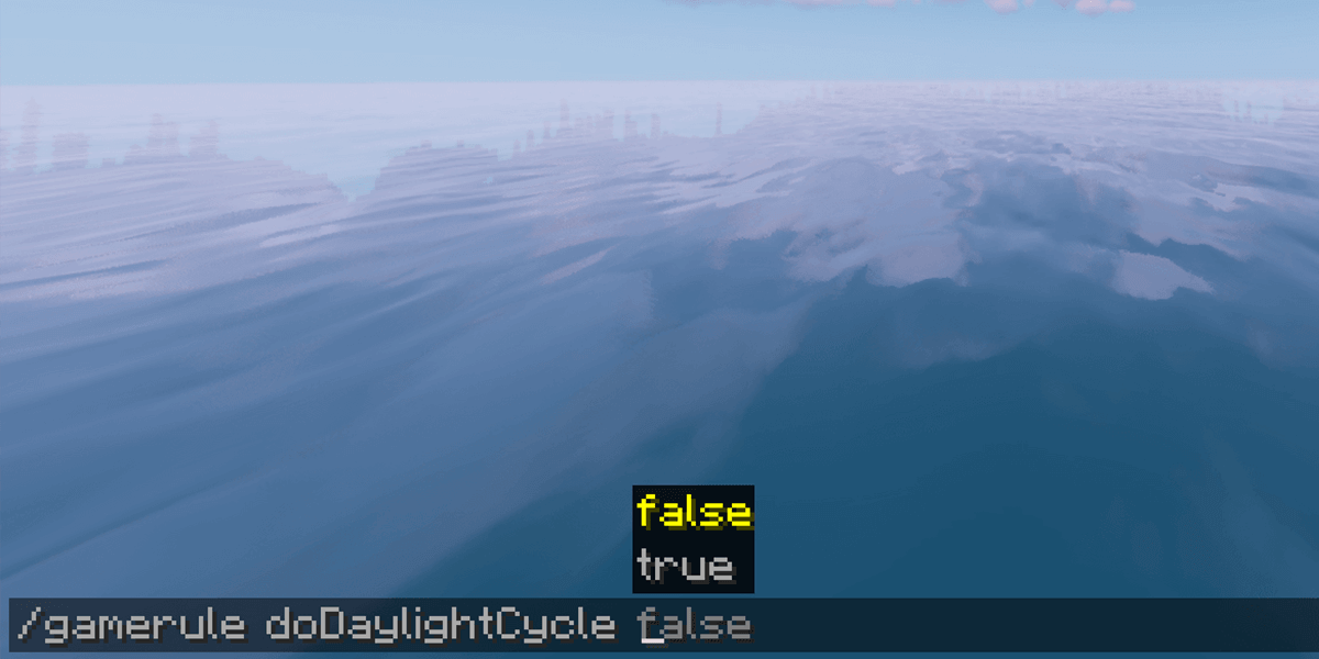 Entering the doDaylightCycle gamerule command on a Minecraft server