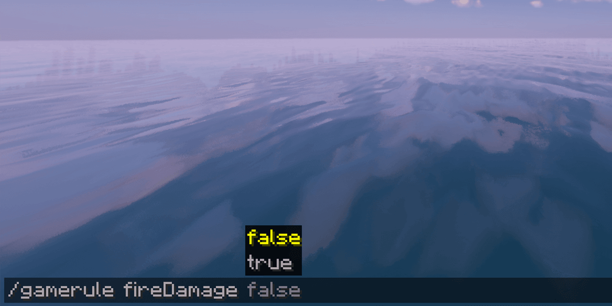 Entering the fireDamage gamerule command on a Minecraft server