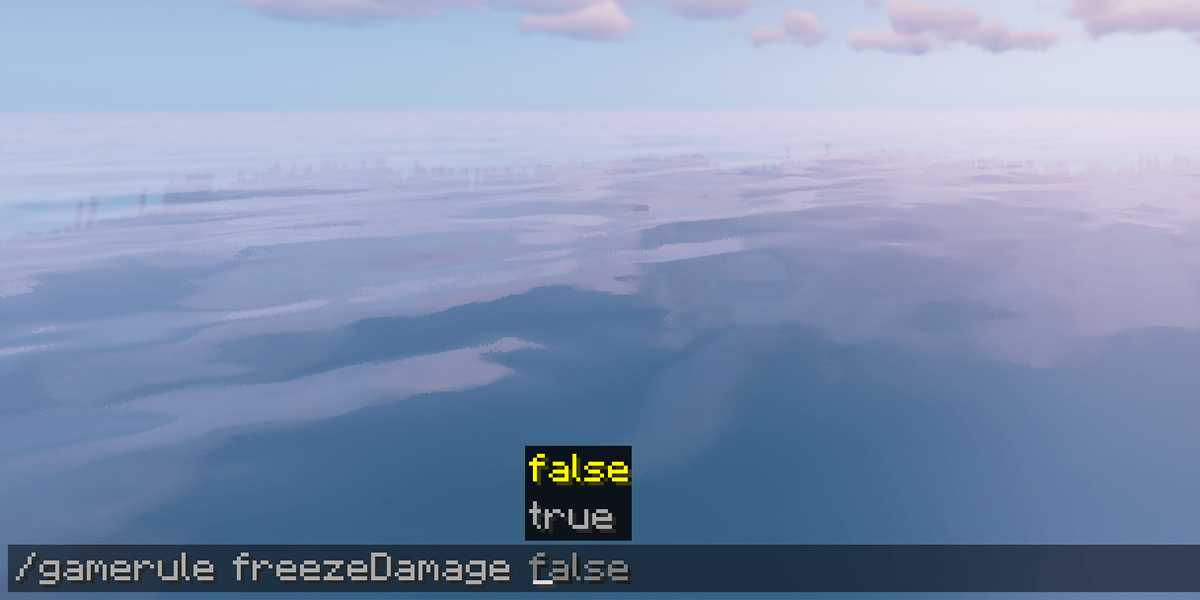 Entering the freezeDamage gamerule command on a Minecraft server
