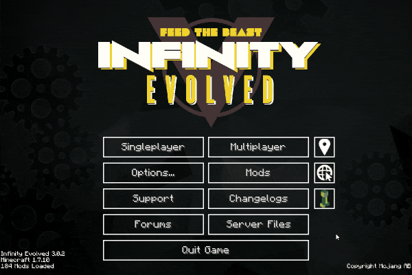 Playing on Infinity Evolved 1.7 server